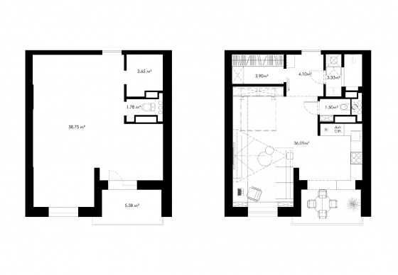 Дизайн проект квартиры-студии «POIN.T»