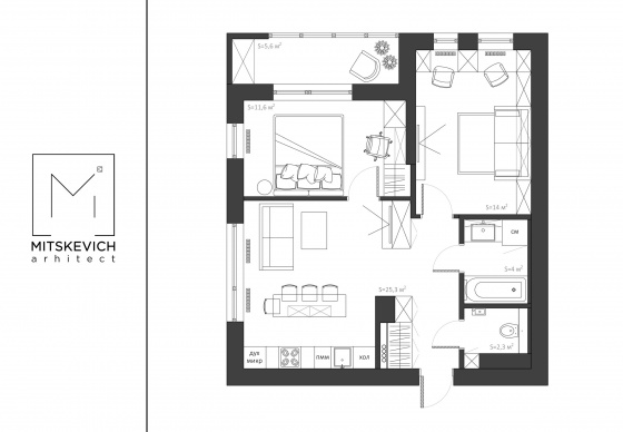 план квартиры «Вдохновленные Мондрианом»