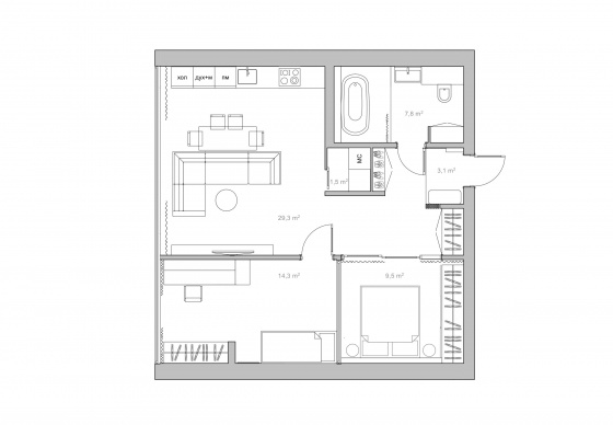 план интерьера квартиры «На Пушкина»