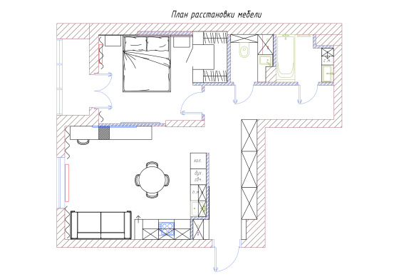 План расстановки мебели в интерьере квартиры «Art of beige»