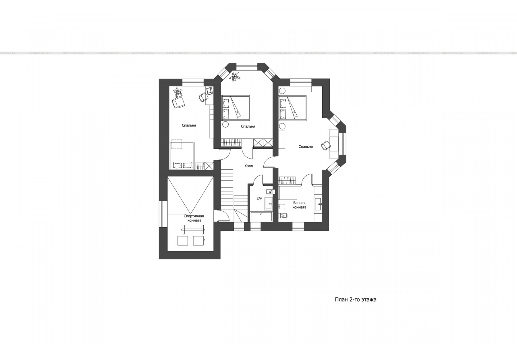 «Дом у озера» план второго этажа