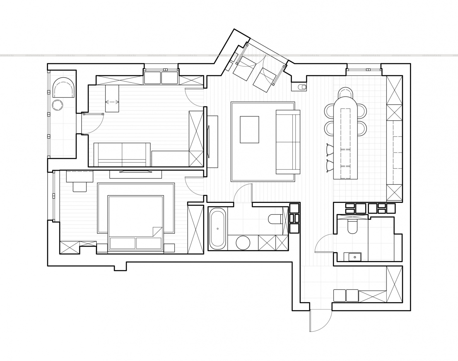 план квартиры «Diagonal apartment»