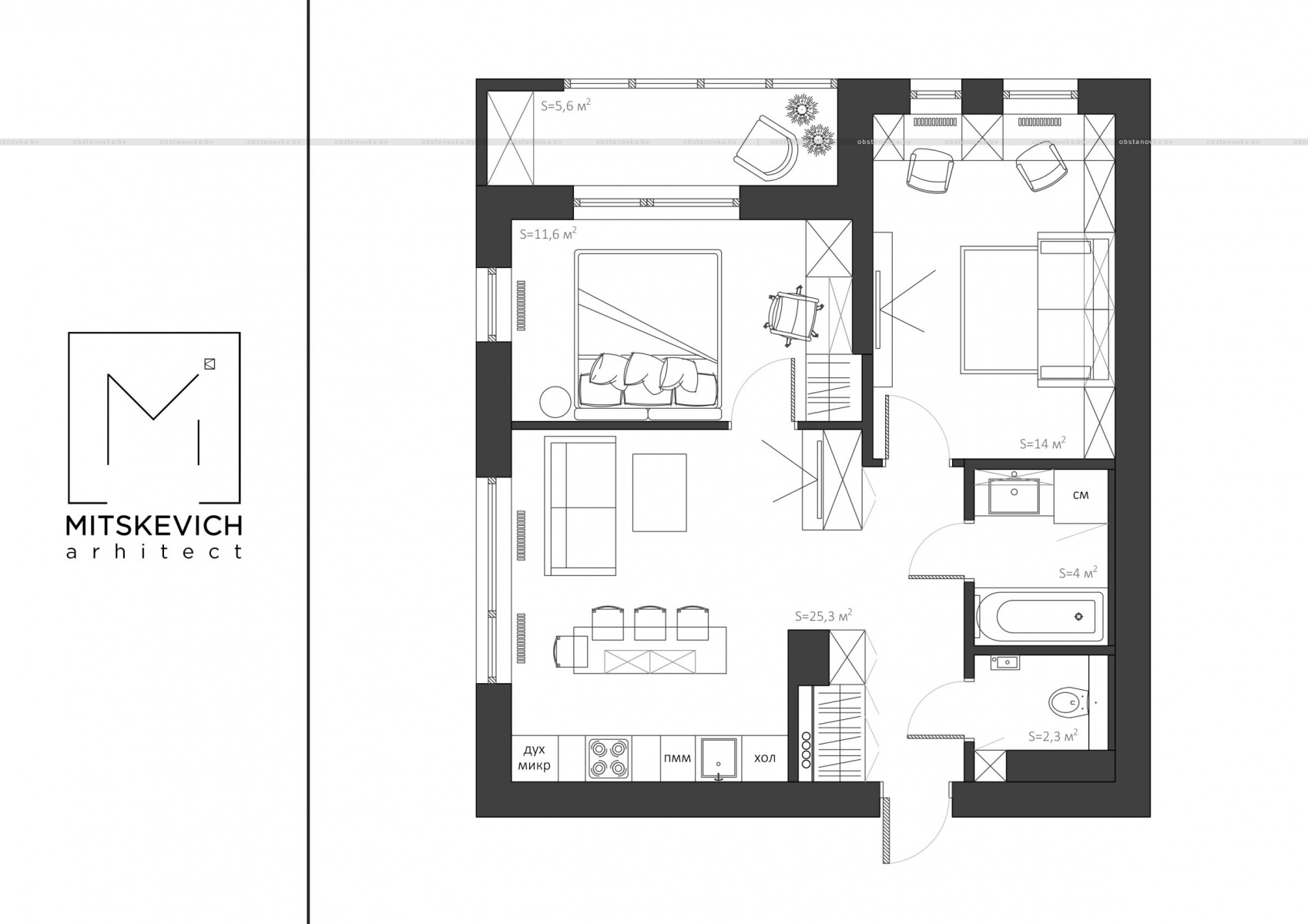 план квартиры «Вдохновленные Мондрианом»