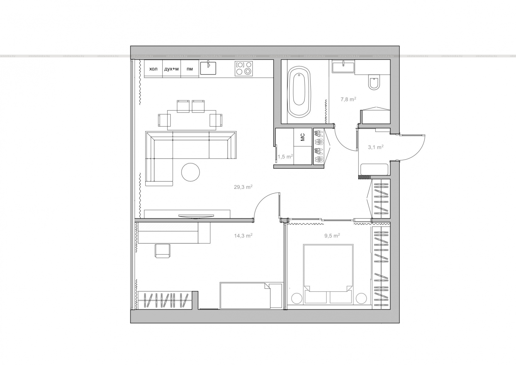 план интерьера квартиры «На Пушкина»